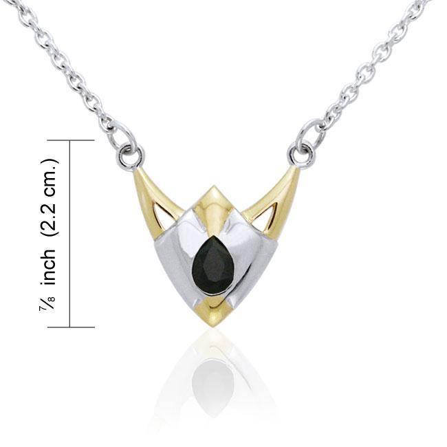 Black Magic Art Deco Triangle Silver & Gold Necklace MNC097 Necklace