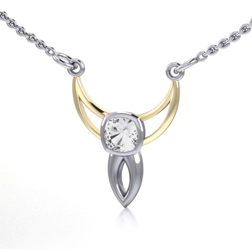 Black Magic Art Deco Triangle Silver & Gold Necklace MNC098 Necklace
