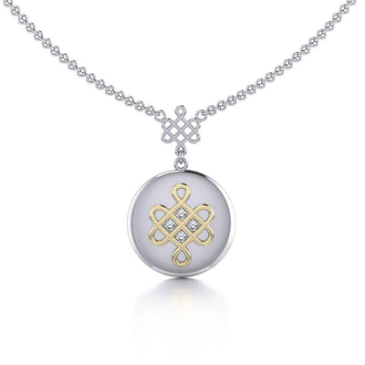 Chinese Mystic Knot Silver and Gold Necklace MNC357 Necklace