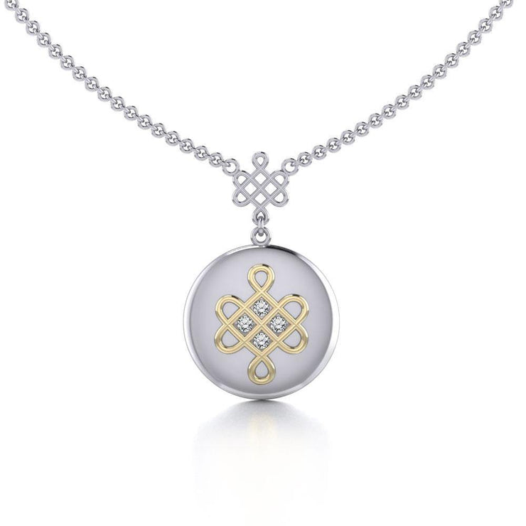 Chinese Mystic Knot Silver and Gold Necklace MNC357 Necklace