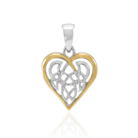 Celtic Knot Heart Silver and 18K Gold Accent Pendant MPD2332 Pendant
