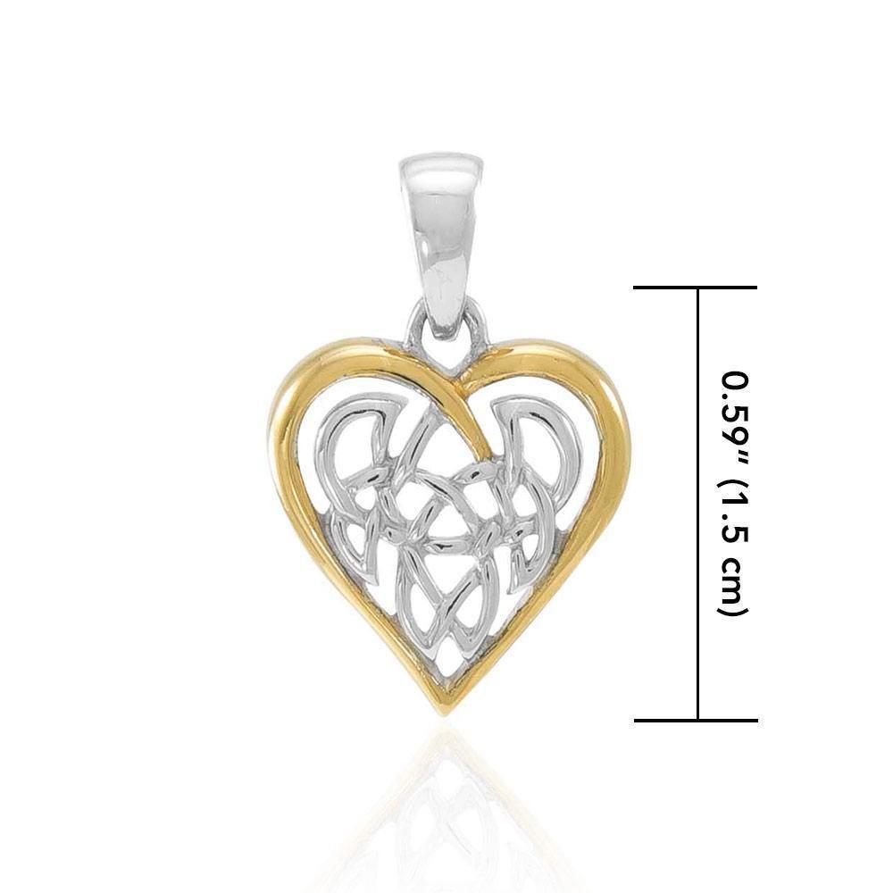 Celtic Knot Heart Silver and 18K Gold Accent Pendant MPD2332 Pendant