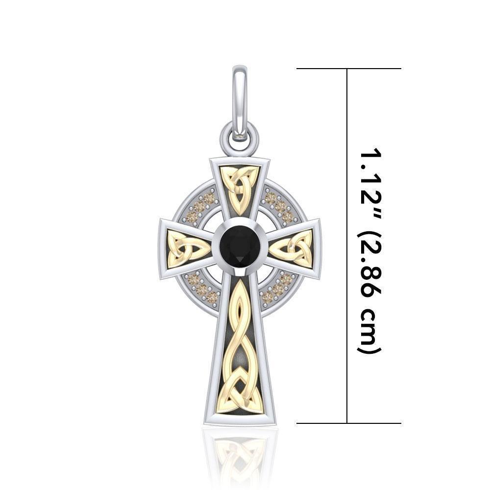 An inspiring crucifix ~ Sterling Silver Jewelry Celtic Cross Pendant with 18k Gold accent MPD1805 Pendant
