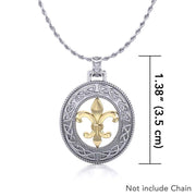 The symbol of nobility ~ Celtic Knotwork Fleur-de-Lis Sterling Silver Pendant with 14k Gold accent MPD336 Pendant