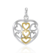 Heart in Heart Silver and Gold Pendant MPD3422 Pendant