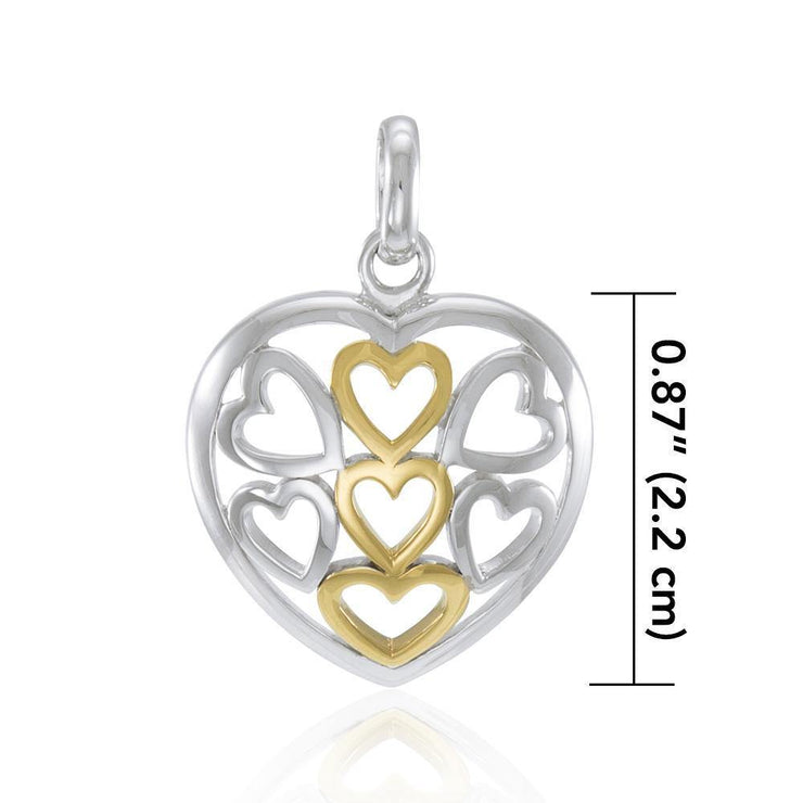 Heart in Heart Silver and Gold Pendant MPD3422 Pendant