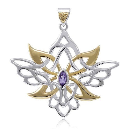 Abstract and Modern Celtic Art ~ Sterling Silver Jewelry Pendant with Shimmering Gemstone MPD3527 Pendant