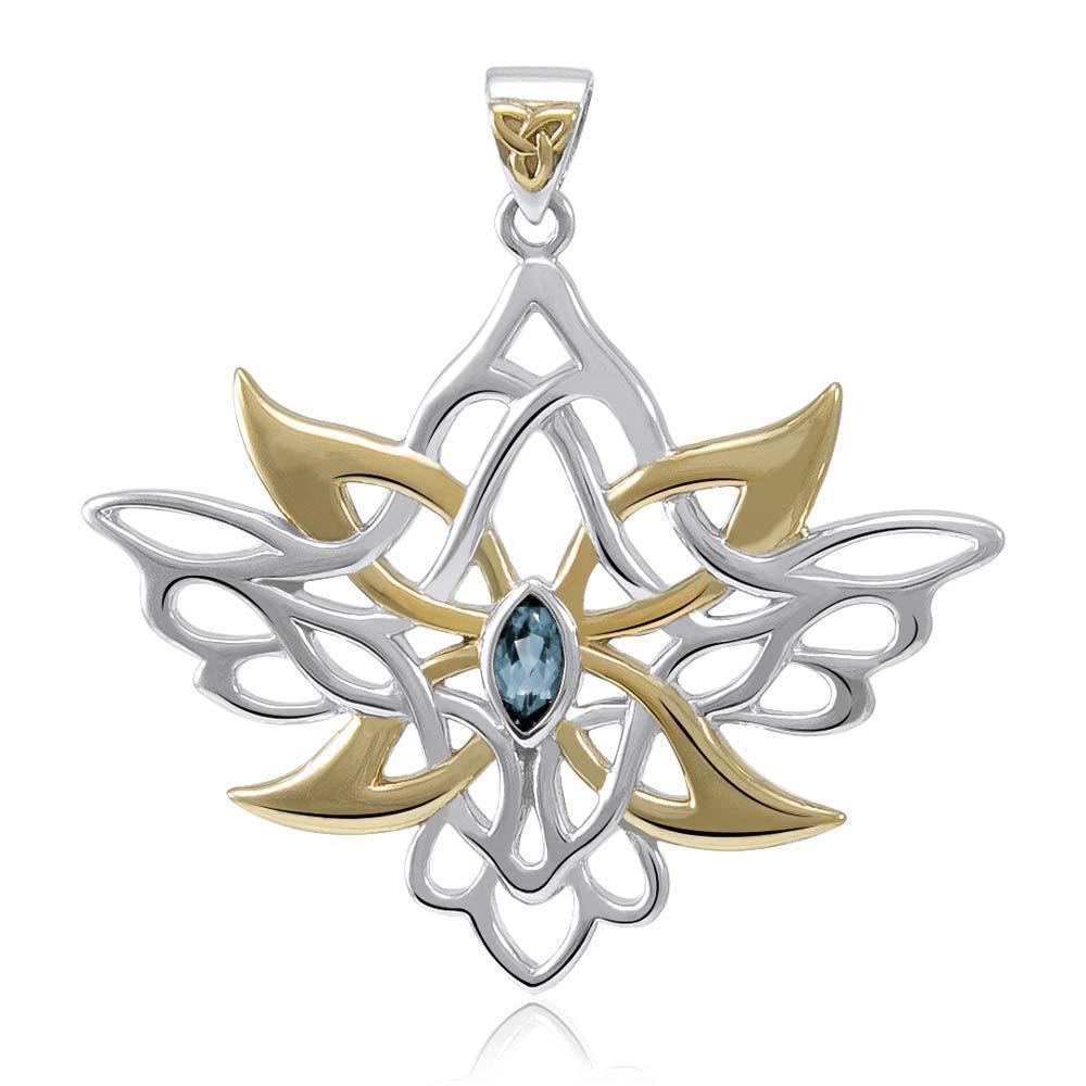 Abstract and Modern Celtic Art ~ Sterling Silver Jewelry Pendant with Shimmering Gemstone MPD3527 Pendant