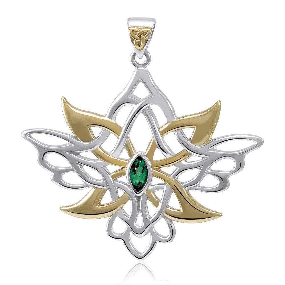 Abstract and Modern Celtic Art ~ Sterling Silver Jewelry Pendant with Shimmering Gemstone MPD3527 Pendant