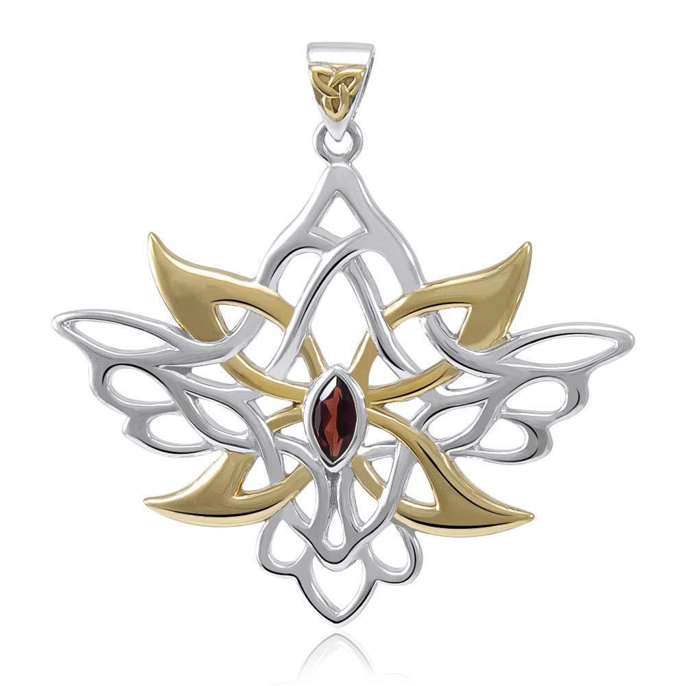 Abstract and Modern Celtic Art ~ Sterling Silver Jewelry Pendant with Shimmering Gemstone MPD3527 Pendant