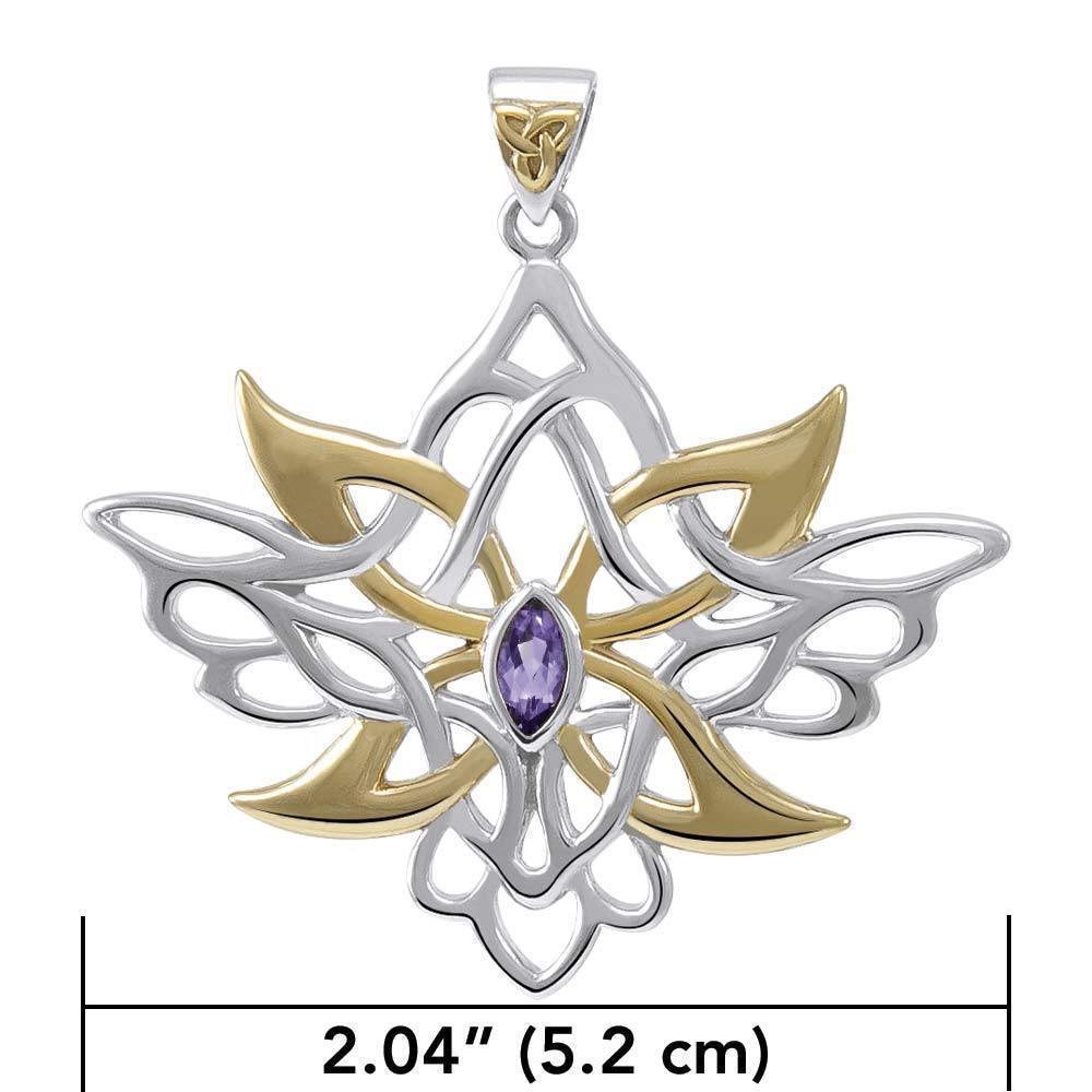 Abstract and Modern Celtic Art ~ Sterling Silver Jewelry Pendant with Shimmering Gemstone MPD3527 Pendant