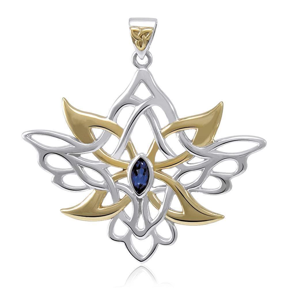 Abstract and Modern Celtic Art ~ Sterling Silver Jewelry Pendant with Shimmering Gemstone MPD3527 Pendant