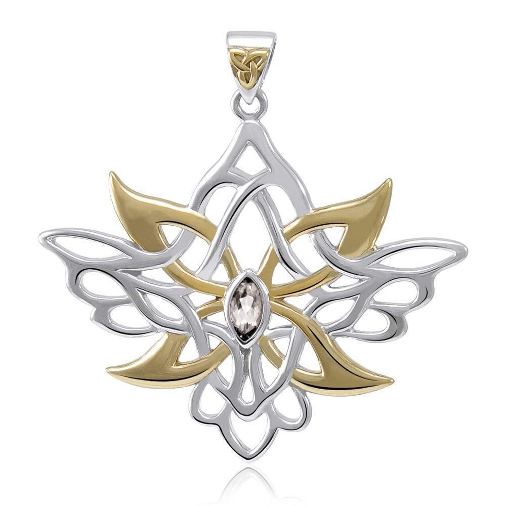 Abstract and Modern Celtic Art ~ Sterling Silver Jewelry Pendant with Shimmering Gemstone MPD3527 Pendant