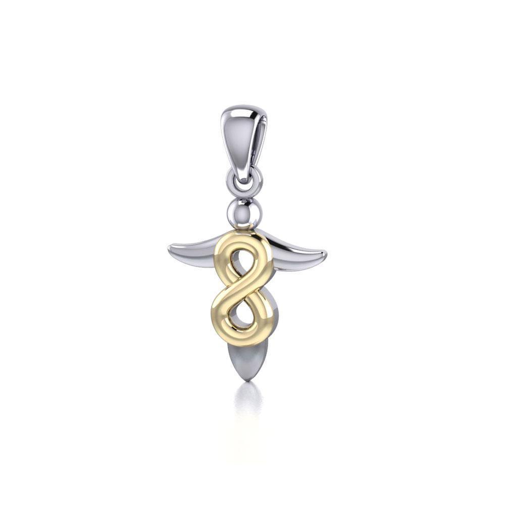 Limitless guidance ~ Sterling Silver Infinity Angel Pendant Jewelry with 14k Gold Accent MPD3868 Pendant