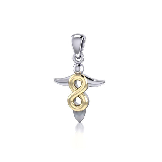 Limitless guidance ~ Sterling Silver Infinity Angel Pendant Jewelry with 14k Gold Accent MPD3868 Pendant