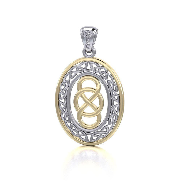 The present is eternal ~ Celtic Knotwork Sterling Silver Pendant Jewelry with Gold accent MPD4133 Pendant