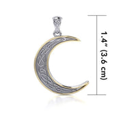 A night of the lunar promise ~ Celtic Knotwork Crescent Moon Sterling Silver Pendant Jewelry with Gold accent MPD4201 Pendant
