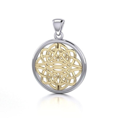 Round Celtic Knotwork Sterling Silver Pendant Jewelry with Gold accent MPD4462 Pendant