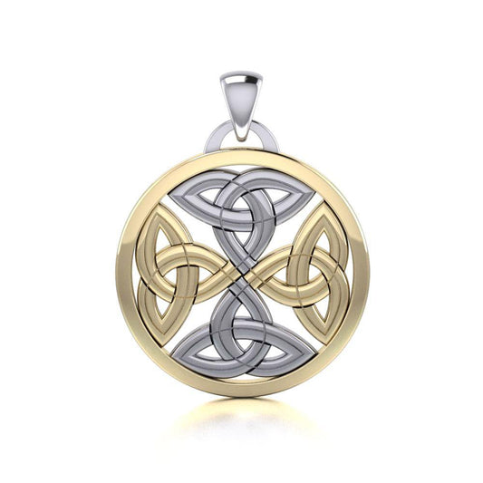 Celtic Trinity Quaternary Knot Silver and Gold Pendant MPD4631 Pendant
