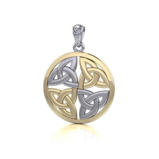Celtic Trinity Quaternary Knot Silver and Gold Pendant MPD4637 Pendant