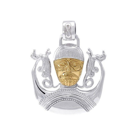 Celtic God Cernunnos of life and prosperity ~ Sterling Silver Jewelry Pendant with 18k gold accent MPD4758 Pendant
