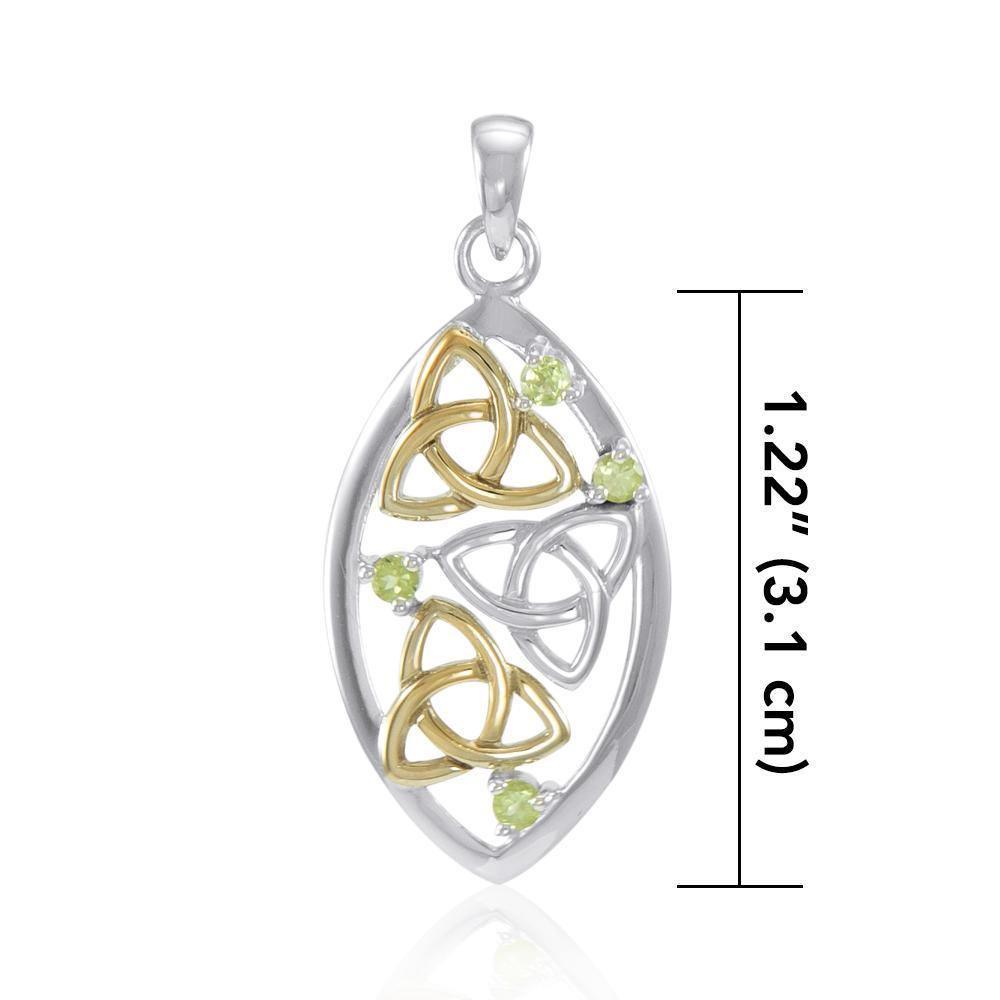 Triple Trinity Knot Silver and 14K Gold Accent with Gemstone Pendant MPD4815 Pendant