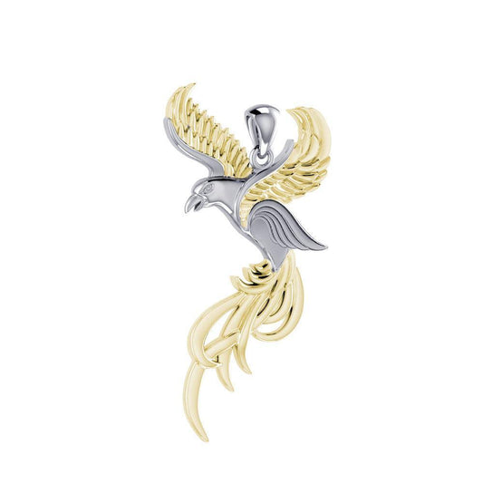 Soar to the Heavens Flying Phoenix Silver and Gold Pendant MPD5072 Pendant