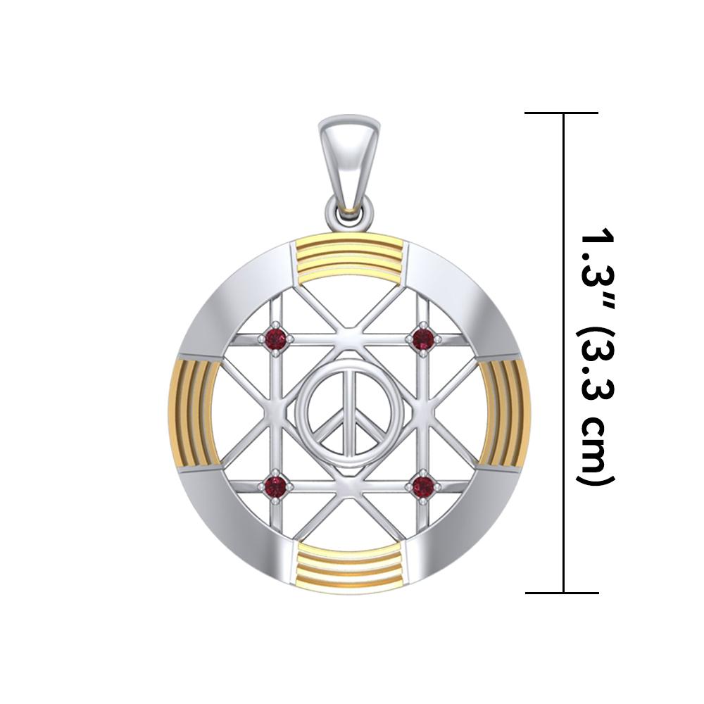 Peace Centralization Sterling Silver Pendant Jewelry with 14K Gold Vermeil and Gemstones MPD5143 Pendant
