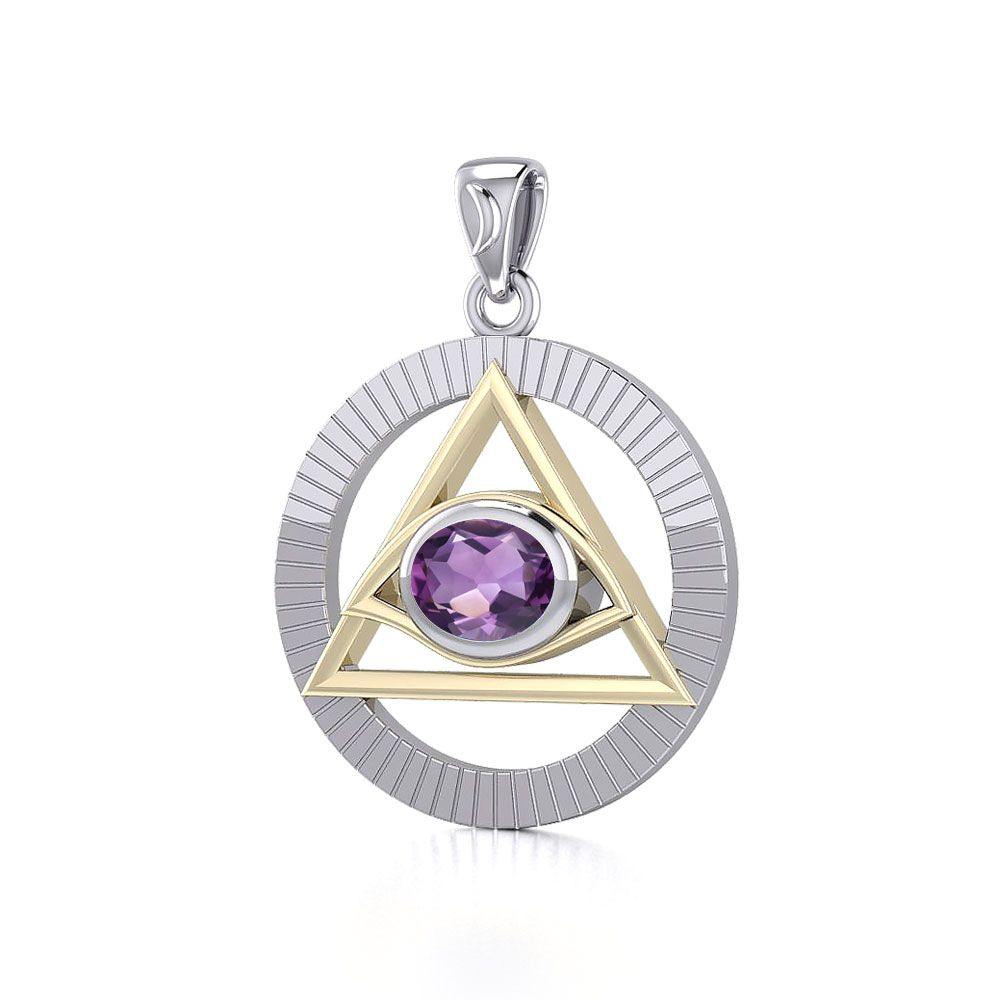 Eye of The Pyramid Silver and Gold Pendant MPD5297 Pendant