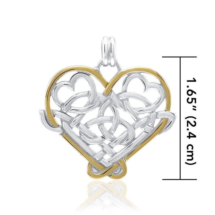 Cari Buziak Celtic Heart Silver and 18K Gold Accent Pendant MPD635 Pendant