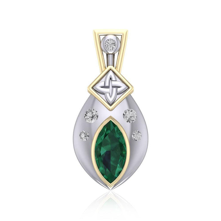 Express your love in classic elegance ~ Celtic Four-Point Sterling Silver Jewelry Pendant with 14k Gold accent and Gemstone Pendant