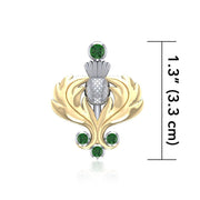 A noble elegance ~ Sterling Silver Scottish Thistle Pendant Jewelry in 18k Gold accent and Gemstones MPD682 Pendant