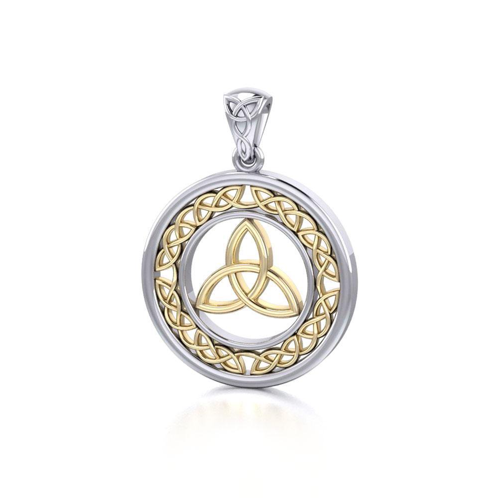 Trinity Knot Silver and 14K Gold Pendant Pendant