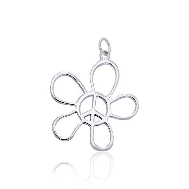 Flower Peace Silver Charm TCM398 Charm
