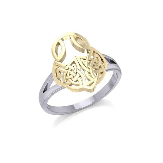 A celebration of the Celtic heritage ~ Celtic Knotwork Sterling Silver Ring with 14k Gold Accent MRI1588 Ring