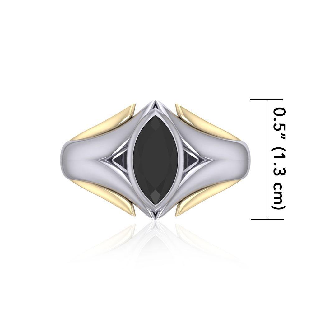 Black Magic Marquis Silver & Gold Ring MRI457 Ring