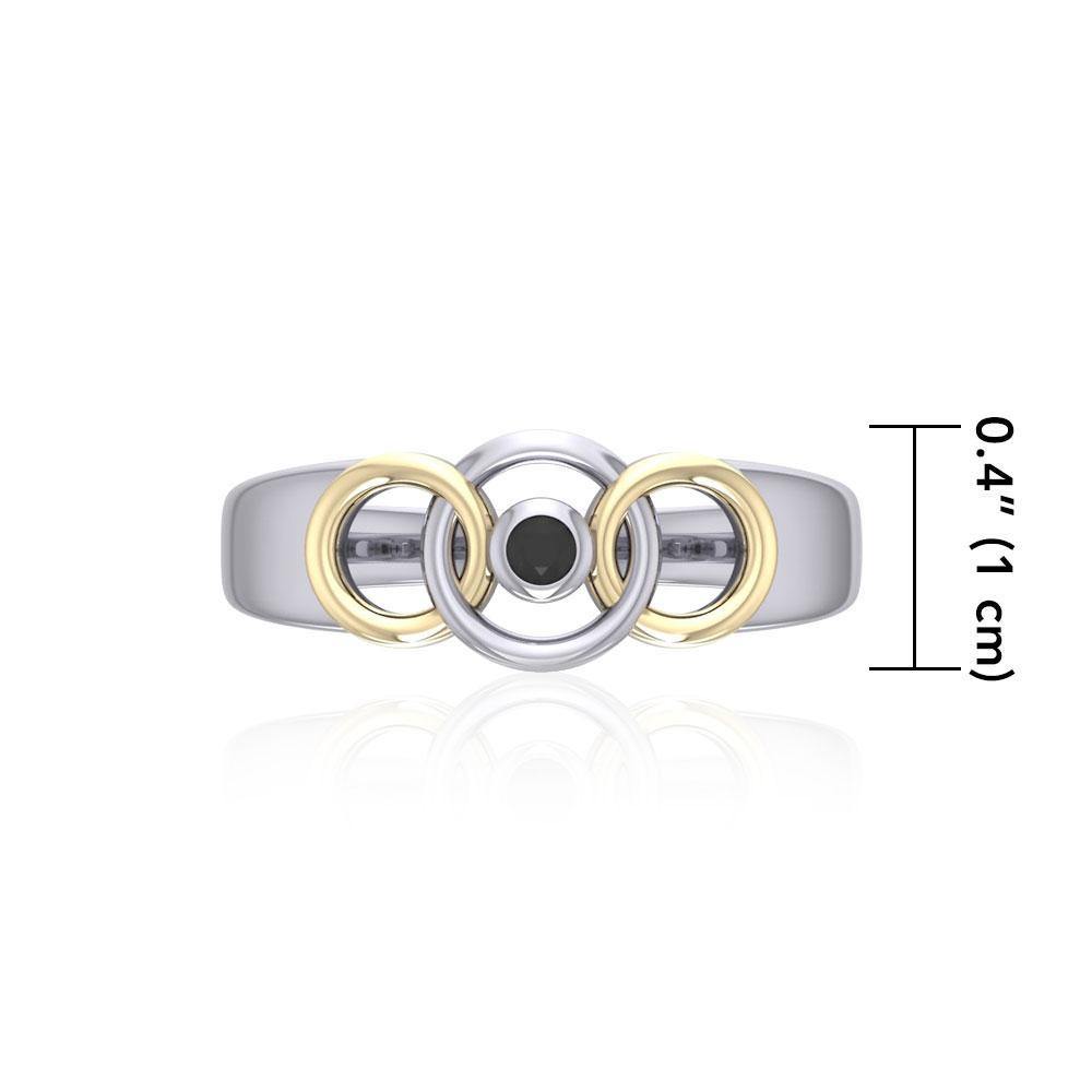 Black Magic Interlocking Circles Silver & Gold Ring MRI461 Ring