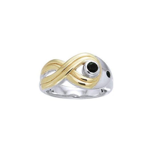 Black Magic Twisted Silver & Gold Ring MRI462 Ring