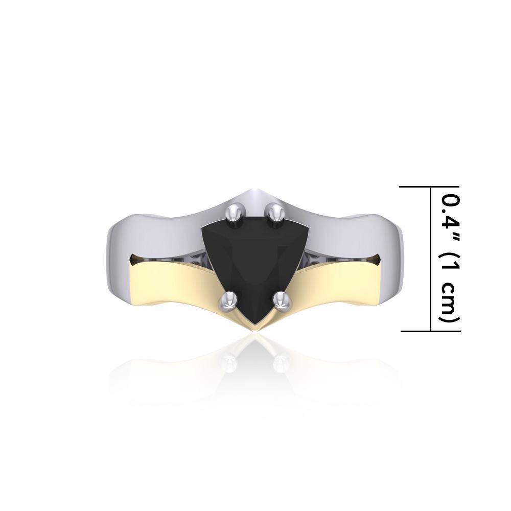 Black Magic Triangle Solitare Silver & Gold Ring MRI475 Ring