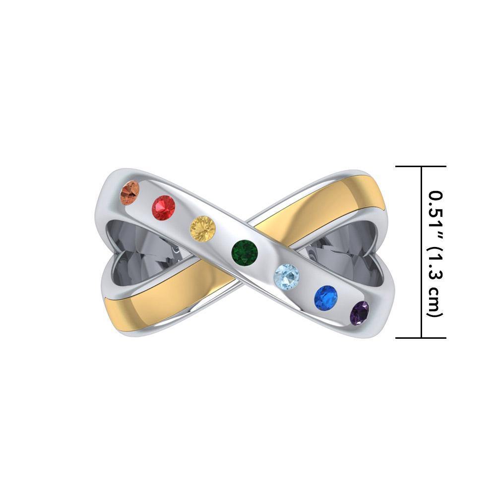 Start your journey towards healing  Sterling Silver Jewelry Chakra Gems Ring with 14k gold vermeil with Performance Amulet MRI490-PAT