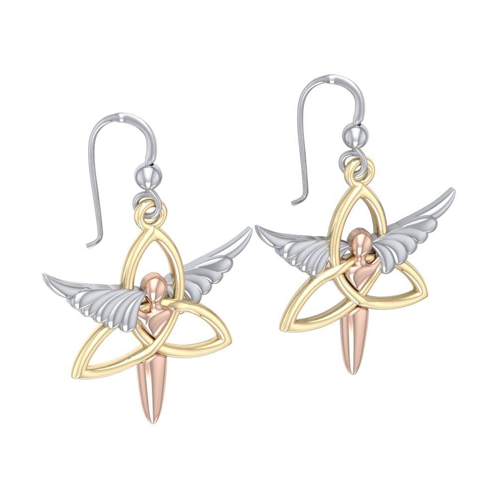 Trinity Knot Angel Three Tone Earrings OER1074