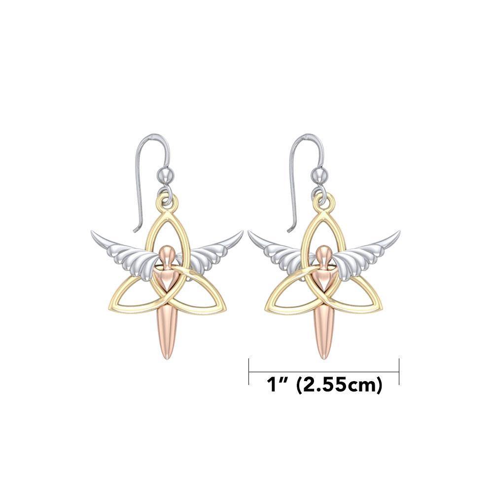Trinity Angel Wing Three Tone Earrings OER1074 Earrings