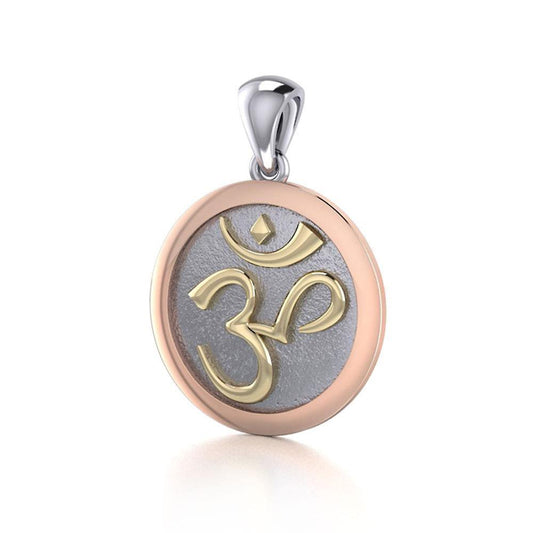 Om Medallion of Spiritual and Mystical Blessings ~ 14k gold and pink Pendant Pendant