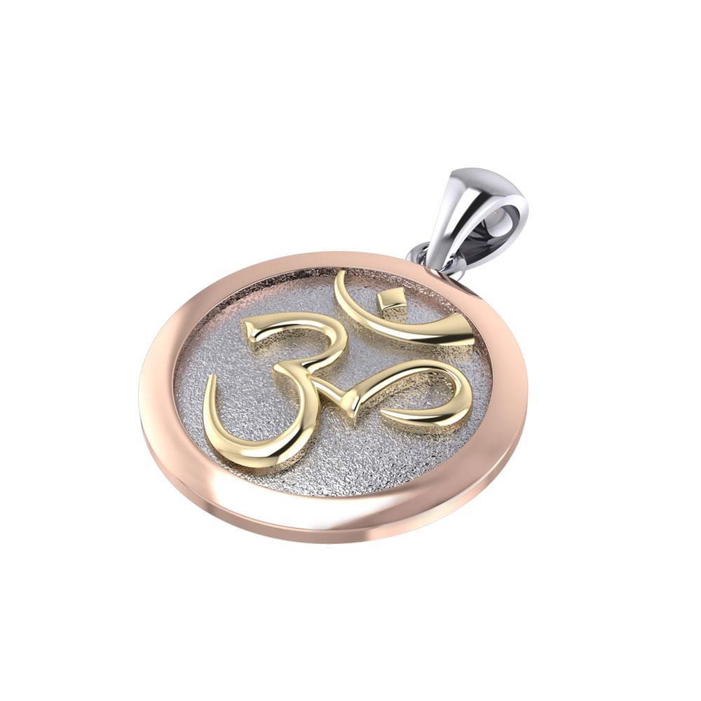 Om Medallion of Spiritual and Mystical Blessings ~ 14k gold and pink Pendant Pendant