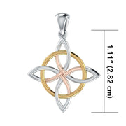 The Four power ~ Celtic Four-Point Sterling Silver Jewelry Pendant with 14k Gold and Pink accent Pendant