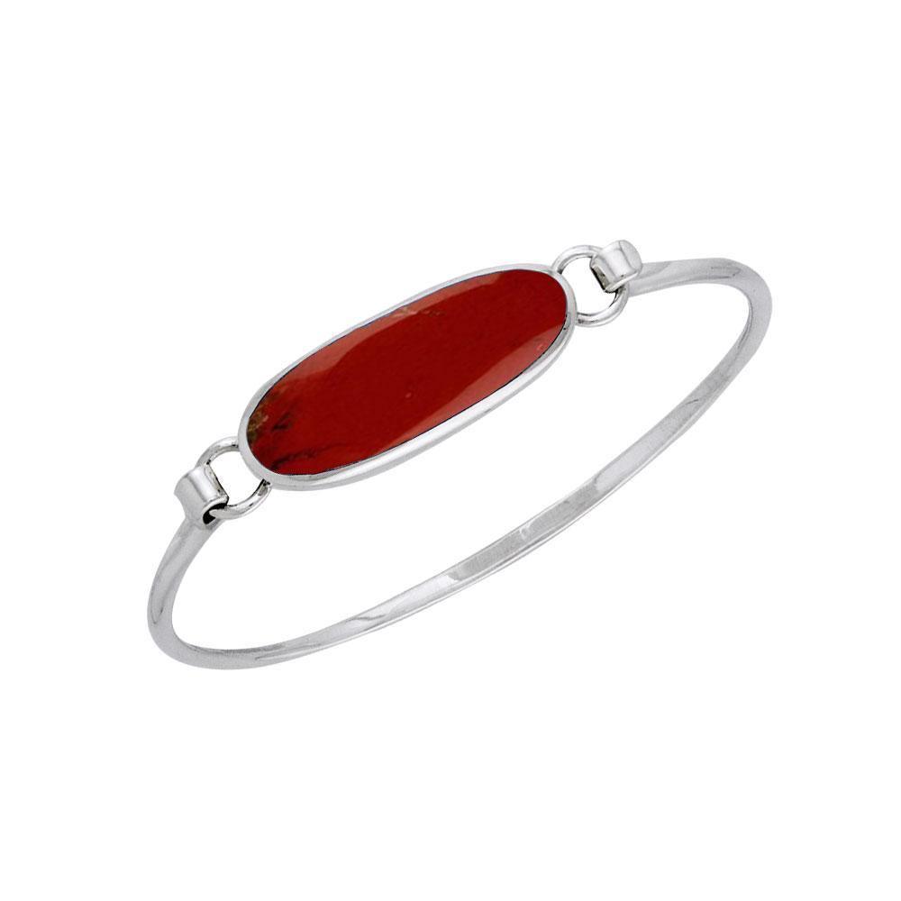Oval Cabochon Silver Bracelet TBA059 Bangle