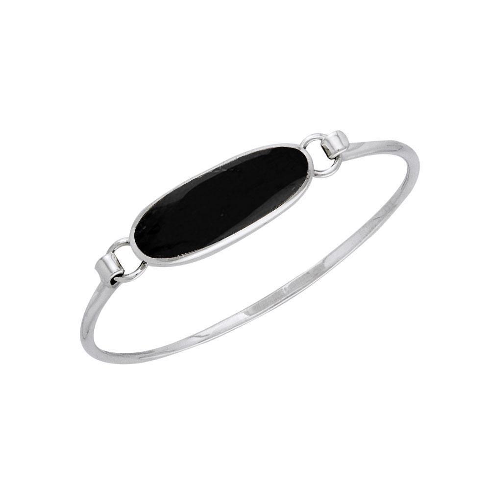 Oval Cabochon Silver Bracelet TBA059 Bangle