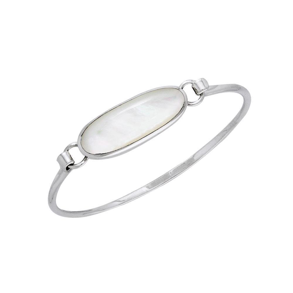 Oval Cabochon Silver Bracelet TBA059 Bangle
