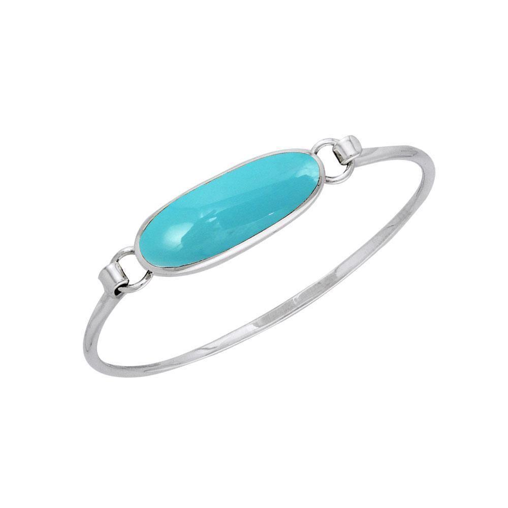Oval Cabochon Silver Bracelet TBA059 Bangle