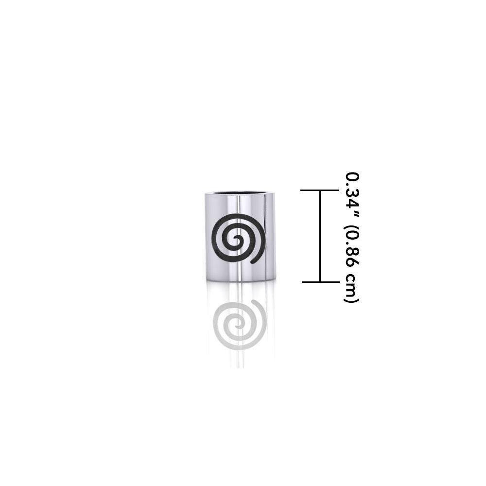 Cylinder with Spiral Silver Bead TBD017 Bead